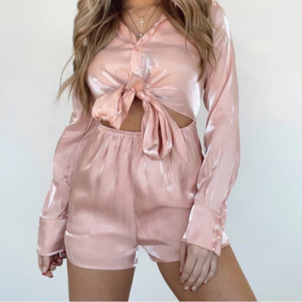 Pink satin jumper